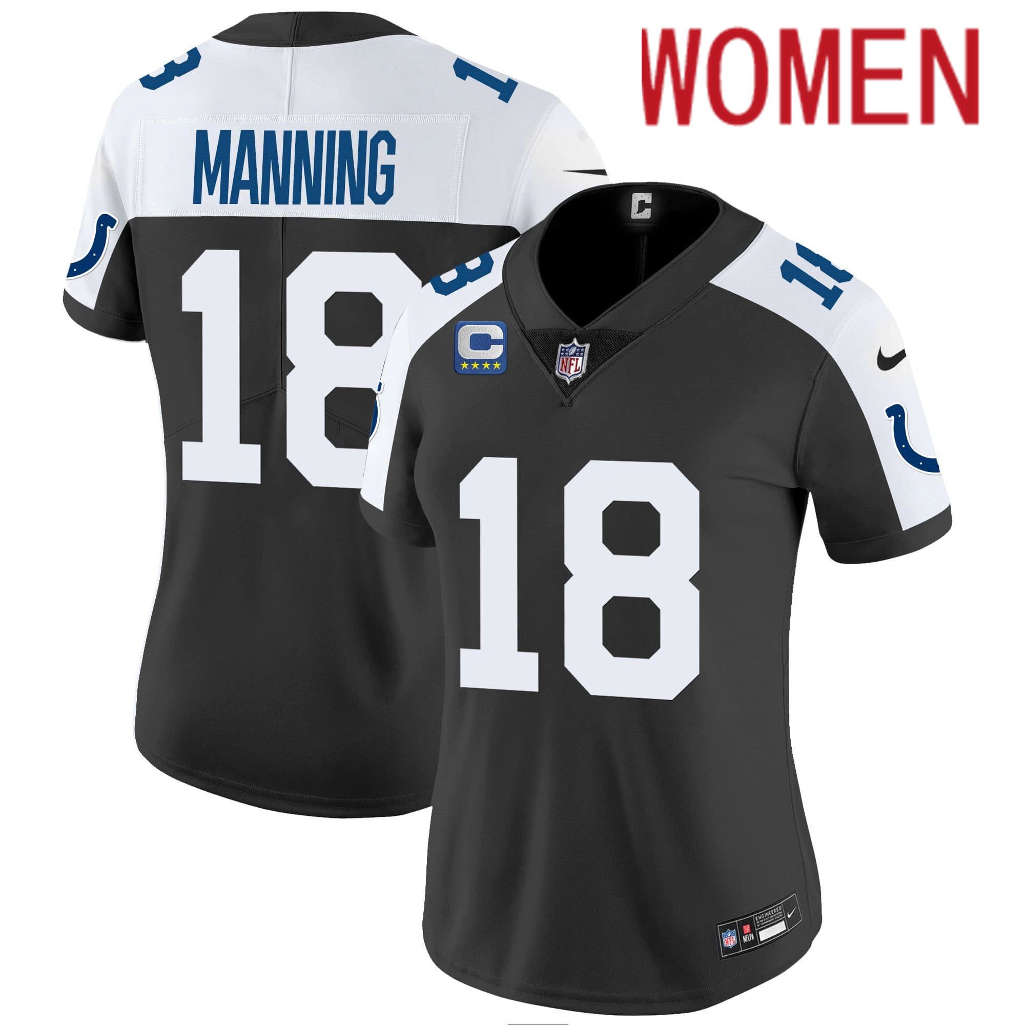 Women Indianapolis Colts #18 Manning Black 2024 Nike Vapor Limited NFL Jersey